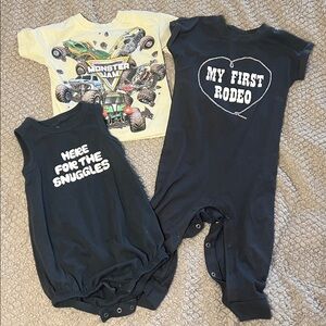 3 Pieces | 1 Shirt, 2 Rompers Baby Clothes